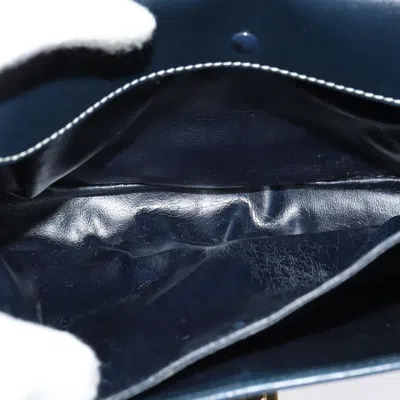 Pre-owned Celine Céline Triomphe Navy Canvas, Leather Shoulder Bag () In Blue