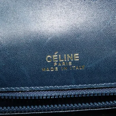 Pre-owned Celine Céline Triomphe Navy Canvas, Leather Shoulder Bag () In Blue