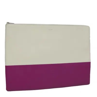 Pre-owned Celine Céline White Leather Clutch Bag ()