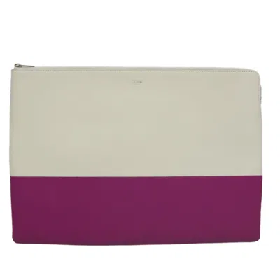 Pre-owned Celine Céline White Leather Clutch Bag ()