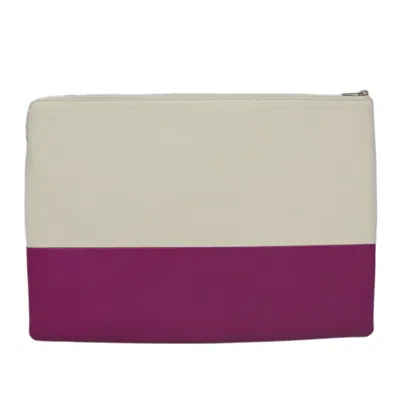 Pre-owned Celine Céline White Leather Clutch Bag ()