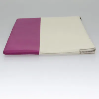 Pre-owned Celine Céline White Leather Clutch Bag ()