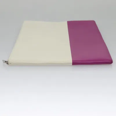 Pre-owned Celine Céline White Leather Clutch Bag ()