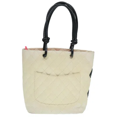 Pre-owned Chanel Cambon Line Beige Leather Tote Bag () In Sand