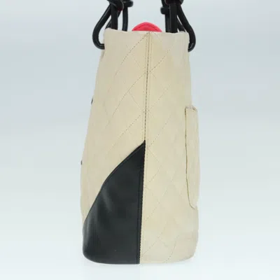 Pre-owned Chanel Cambon Line Beige Leather Tote Bag () In Sand