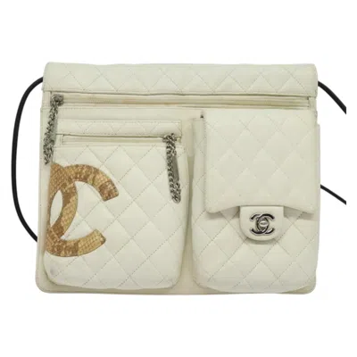 Pre-owned Chanel Cambon White Leather Shoulder Bag ()