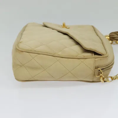 Pre-owned Chanel Camera Beige Silk Shoulder Bag () In Sand