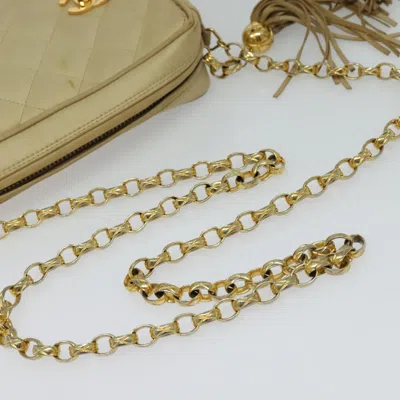 Pre-owned Chanel Camera Beige Silk Shoulder Bag () In Sand