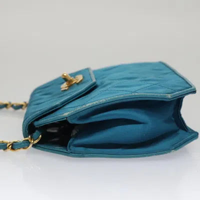 Pre-owned Chanel Cc Blue Silk Shoulder Bag ()