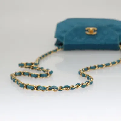 Pre-owned Chanel Cc Blue Silk Shoulder Bag ()