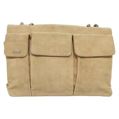 Pre-owned Chanel Chocolate Bar Beige Suede Shoulder Bag () In Sand