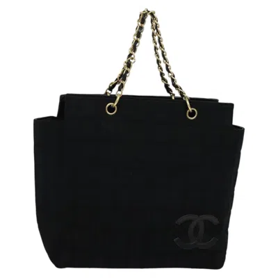 Pre-owned Chanel Chocolate Bar Black Cotton Tote Bag ()