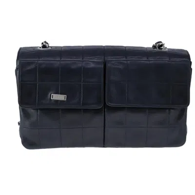 Pre-owned Chanel Chocolate Bar Black Leather Shoulder Bag ()