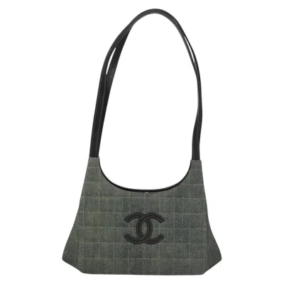 Pre-owned Chanel Chocolate Bar Blue Canvas Shoulder Bag ()