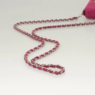 Pre-owned Chanel Chocolate Bar Pink Suede Shoulder Bag ()