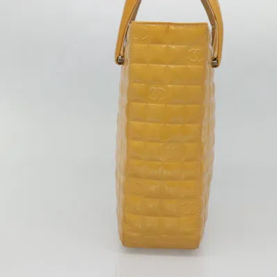 Pre-owned Chanel Chocolate Bar Yellow Patent Leather Tote Bag ()