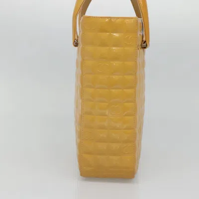 Pre-owned Chanel Chocolate Bar Yellow Patent Leather Tote Bag ()