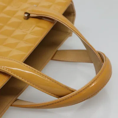 Pre-owned Chanel Chocolate Bar Yellow Patent Leather Tote Bag ()