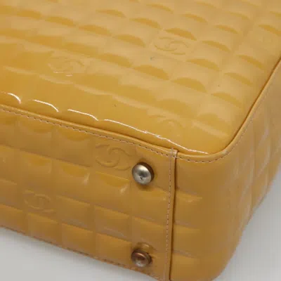 Pre-owned Chanel Chocolate Bar Yellow Patent Leather Tote Bag ()