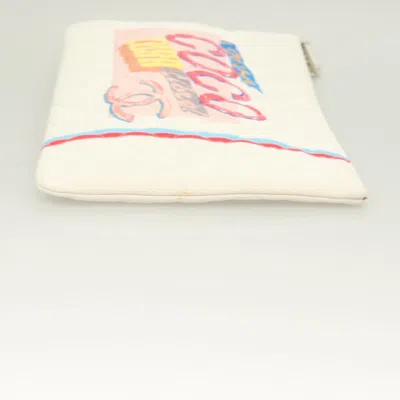 Pre-owned Chanel Coco Cuba White Canvas Clutch Bag ()