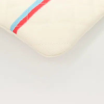 Pre-owned Chanel Coco Cuba White Canvas Clutch Bag ()