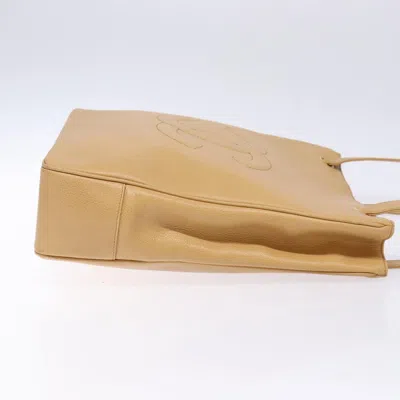 Pre-owned Chanel Coco Mark Beige Leather Tote Bag () In Sand