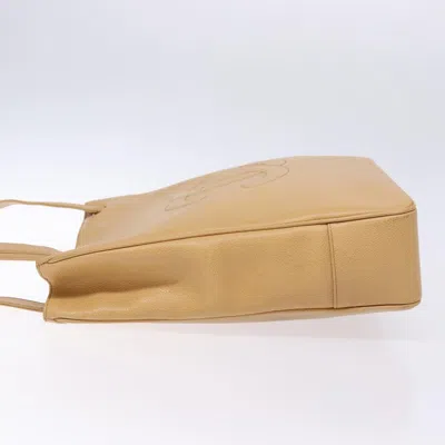 Pre-owned Chanel Coco Mark Beige Leather Tote Bag () In Sand