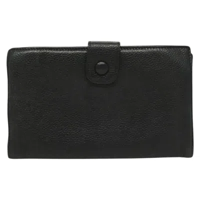 Pre-owned Chanel Coco Mark Black Leather Wallet  ()