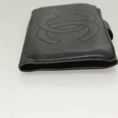 Pre-owned Chanel Coco Mark Black Leather Wallet  ()