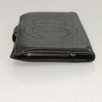 Pre-owned Chanel Coco Mark Black Leather Wallet  ()