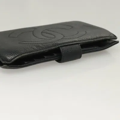 Pre-owned Chanel Coco Mark Black Leather Wallet  ()