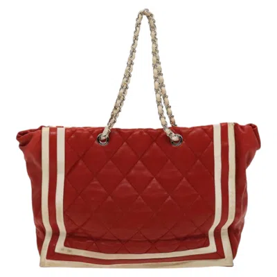 Pre-owned Chanel Coco Mark Red Leather Tote Bag ()