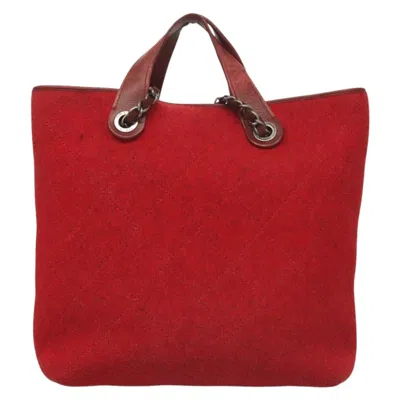 Pre-owned Chanel Coco Mark Red Wool Tote Bag ()