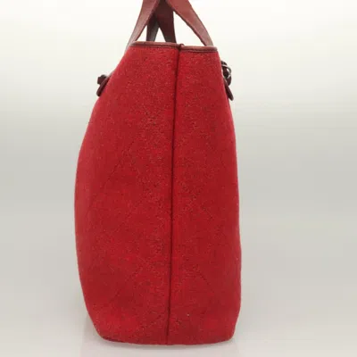 Pre-owned Chanel Coco Mark Red Wool Tote Bag ()
