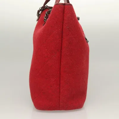 Pre-owned Chanel Coco Mark Red Wool Tote Bag ()