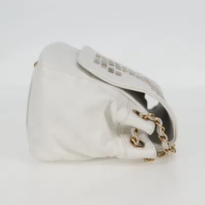 Pre-owned Chanel Coco Mark White Leather Shoulder Bag ()