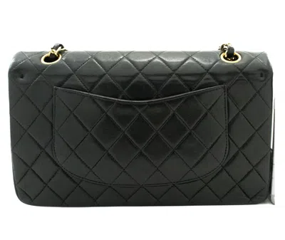 Pre-owned Chanel Double Flap Black Leather Shoulder Bag ()