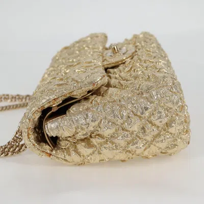 Pre-owned Chanel Double Flap Gold Cotton Shoulder Bag ()