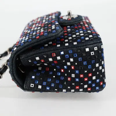 Pre-owned Chanel Double Flap Navy Denim - Jeans Shoulder Bag () In Blue