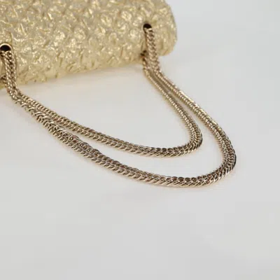 Pre-owned Chanel Double Flap Gold Cotton Shoulder Bag ()