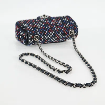 Pre-owned Chanel Double Flap Navy Denim - Jeans Shoulder Bag () In Blue