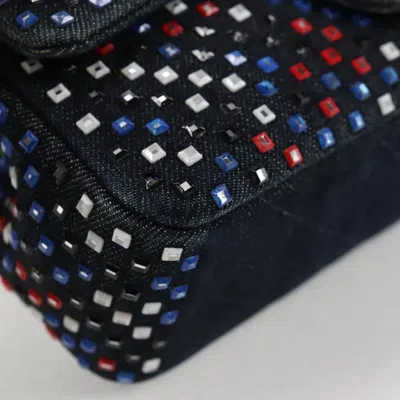 Pre-owned Chanel Double Flap Navy Denim - Jeans Shoulder Bag () In Blue