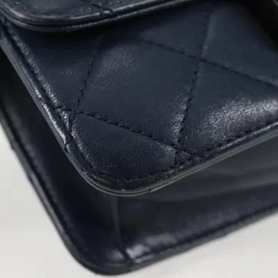 Pre-owned Chanel Flap Bag Navy Leather Shoulder Bag () In Blue