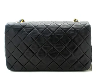 Pre-owned Chanel Full Flap Black Leather Shoulder Bag ()