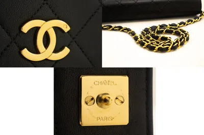 Pre-owned Chanel Full Flap Black Leather Shoulder Bag ()