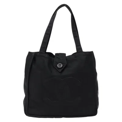 Pre-owned Chanel Logo Cc Black Nylon Tote Bag ()