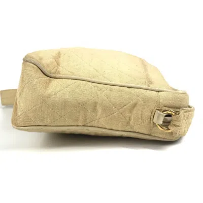 Pre-owned Chanel Matelasse Beige Canvas Shoulder Bag () In Sand