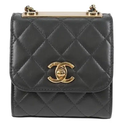 Pre-owned Chanel Mini Flap Bag Gray Leather Shoulder Bag ()