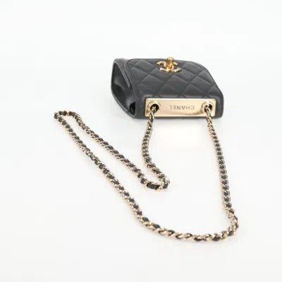 Pre-owned Chanel Mini Flap Bag Gray Leather Shoulder Bag ()