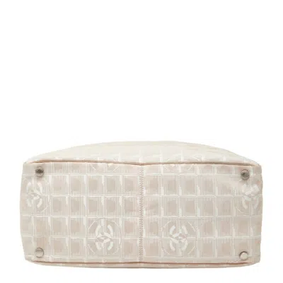 Pre-owned Chanel New Travel Line Beige Pink Nylon Leather Tote Bag ()